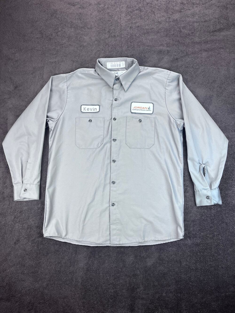 UniFirst Gray Work Shirt Button-Up Long Sleeve L